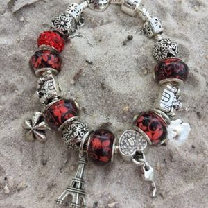 Silver Plated Murano Glass Chain Bracelet